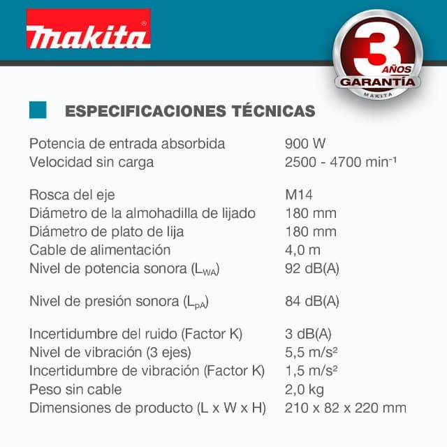 Lijadora de Plato 180MM MAKITA GV7000C - Imagen 3