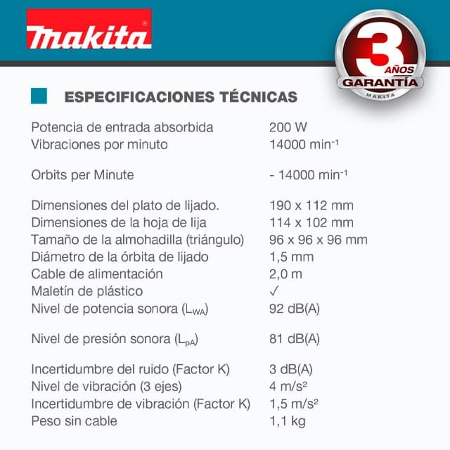 Lijadora Orbital Delta MAKITA BO4565K + Maletin - Imagen 3