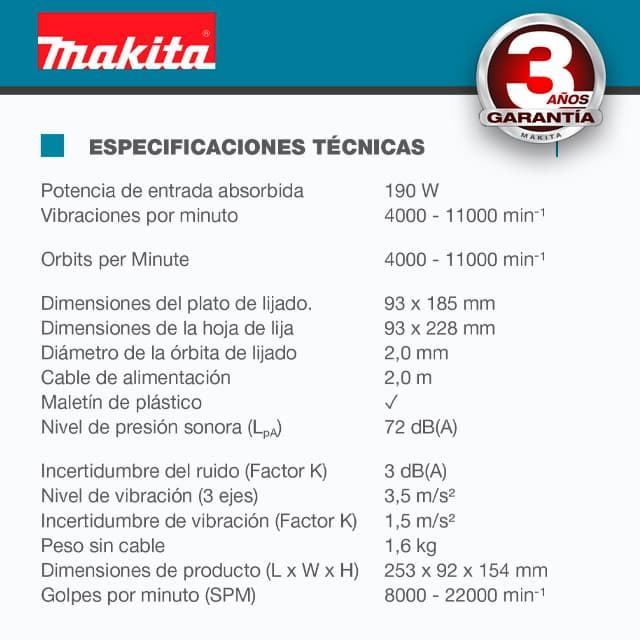 Lijadora Orbital MAKITA BO3711 - Imagen 3