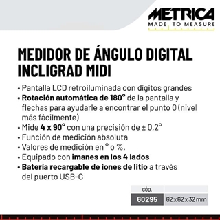 Medidor de Ángulo Digital METRICA Incligrad Midi - Imagen 2