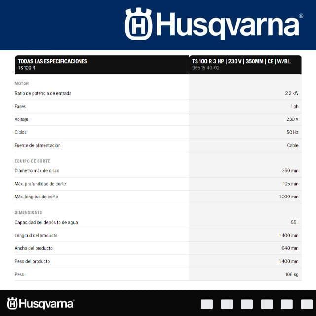 Mesa Cortadora de Mampostería HUSQVARNA TS 100 R + Disco GRATIS - Imagen 3