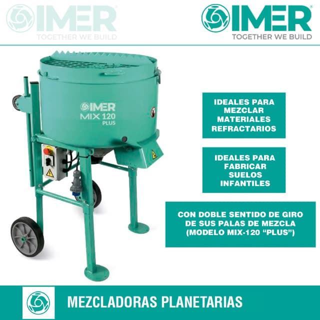 Mezcladora Planeteria Monofásica IMER Mix-120 Plus - Imagen 1