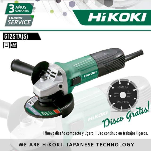 Mini Amoladora HIKOKI G12STA(S) 600W + DISCO VITO 115 GRATIS - Imagen 1