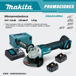Miniamoladora a Batería MAKITA DGA504RMJ 18V XPT 125 BrushLess + 2 Baterías 4Ah + Cargador - Imagen 1