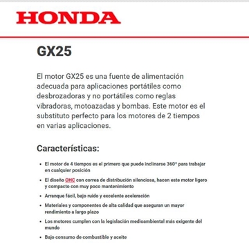 Motor Gasolina HONDA GX25T S4 2T - Imagen 2