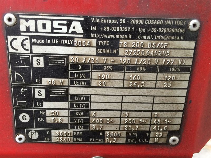 Motosoldadura MOSA TS200 BS/CF - Imagen 2