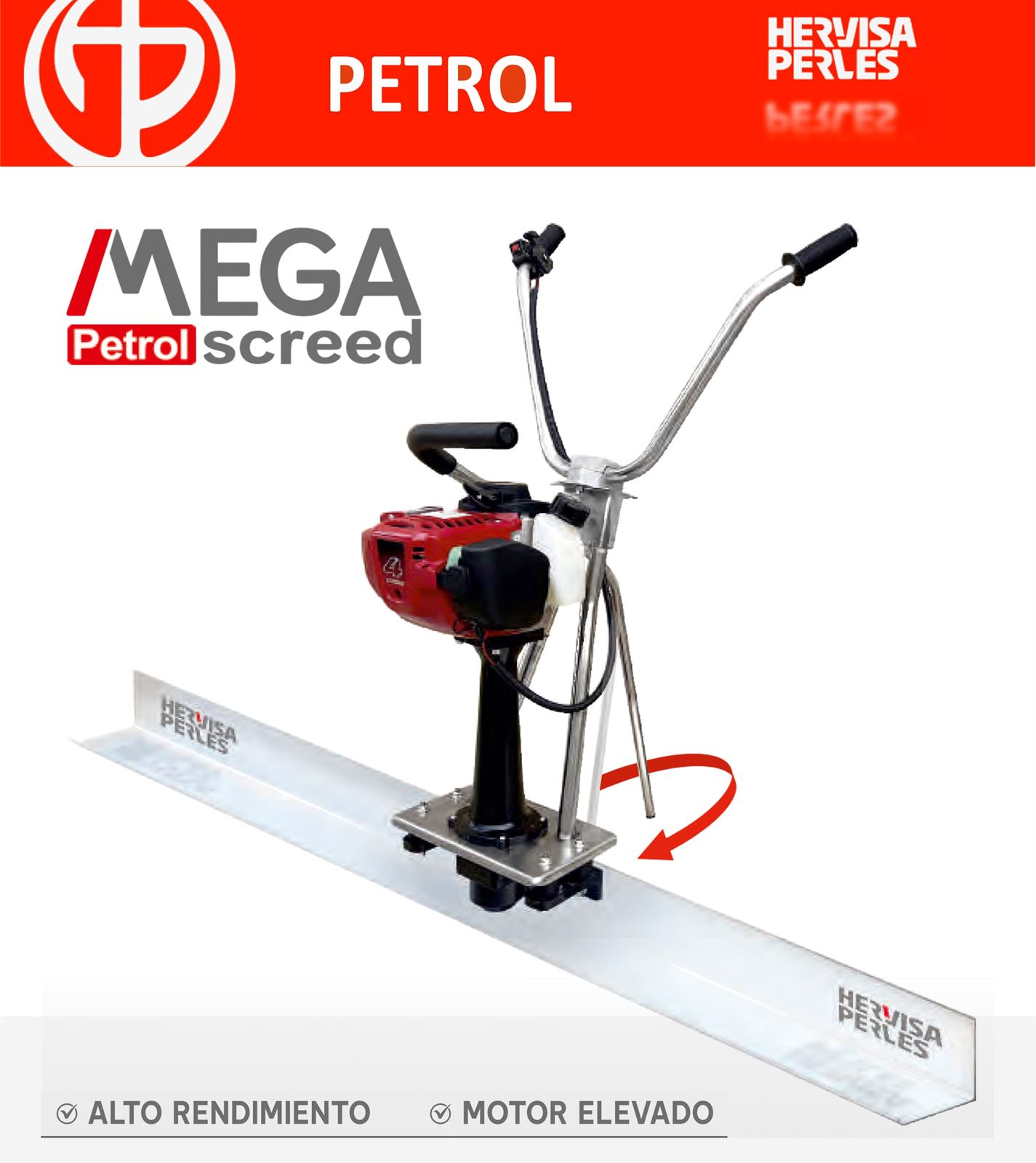 Regla Vibrante HERVISA PERLES Mega Petrol Screed Motor Honda GX25 4T + Perfil 90º - Imagen 1