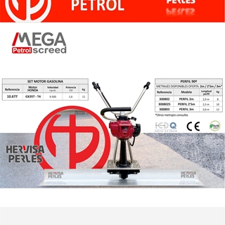 Regla Vibrante HERVISA PERLES Mega Petrol Screed Motor Honda GX25 4T + Perfil 90º - Imagen 2