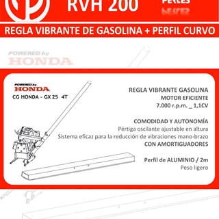 Regla Vibrante HERVISA PERLES RVH200 Motor Honda GX25 4T + Perfil Curvo 2M - Imagen 2