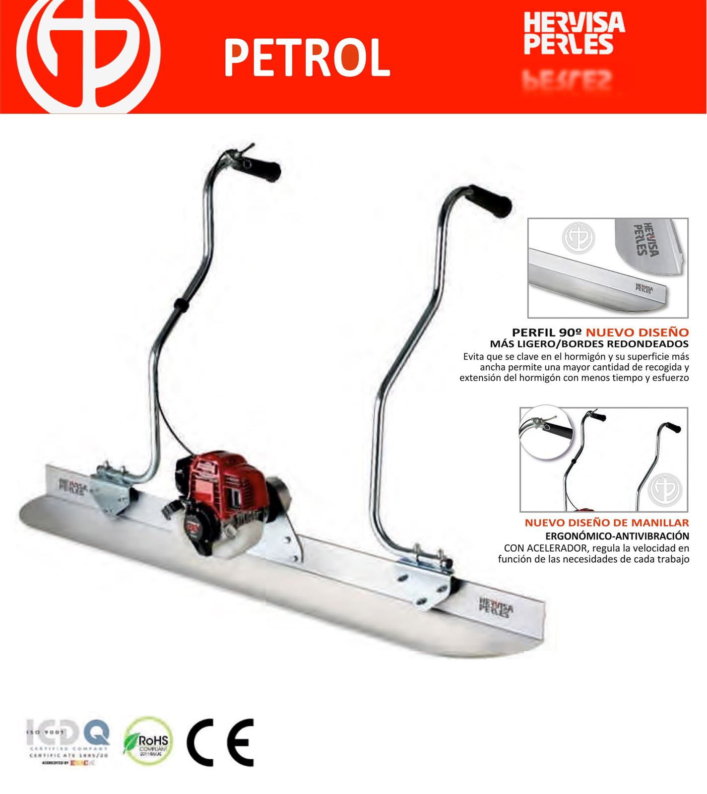 Regla Vibrante HERVISA PERLES Simply Screed Petrol Motor Honda GX25 4T + Perfil 90º de 2M - Imagen 1