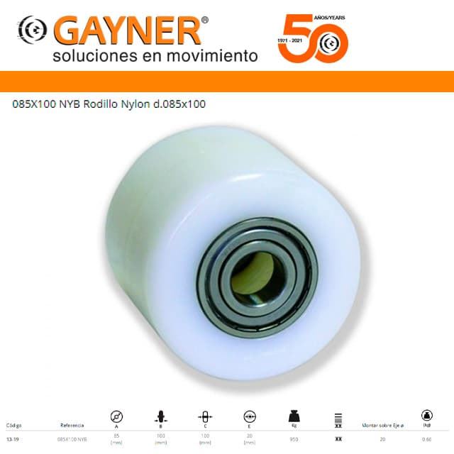 Rueda Nylon GAYNER 085X100 NYB - Imagen 1