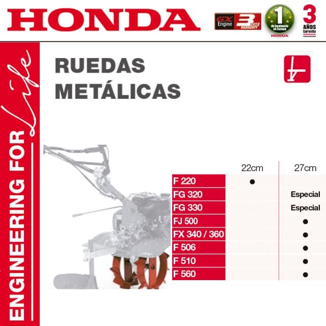 Ruedas Metálicas Motoazadas HONDA FJ500 FX340/360 F506 F510 F560 - Imagen 1