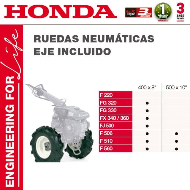 Ruedas Neumáticas Eje Incluido Motoazadas HONDA F506 F510 F560 - Imagen 1