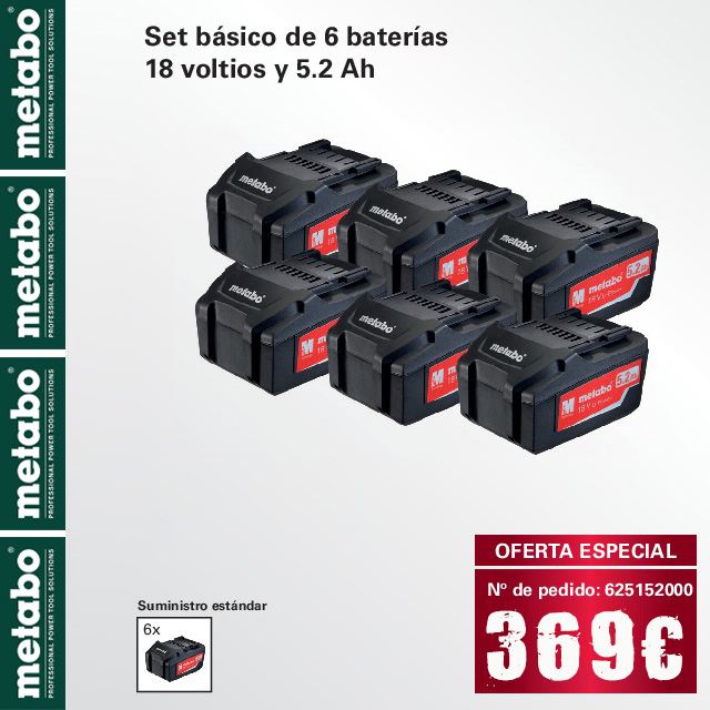 Set 6 Baterias 5.2Ah METABO - Imagen 1