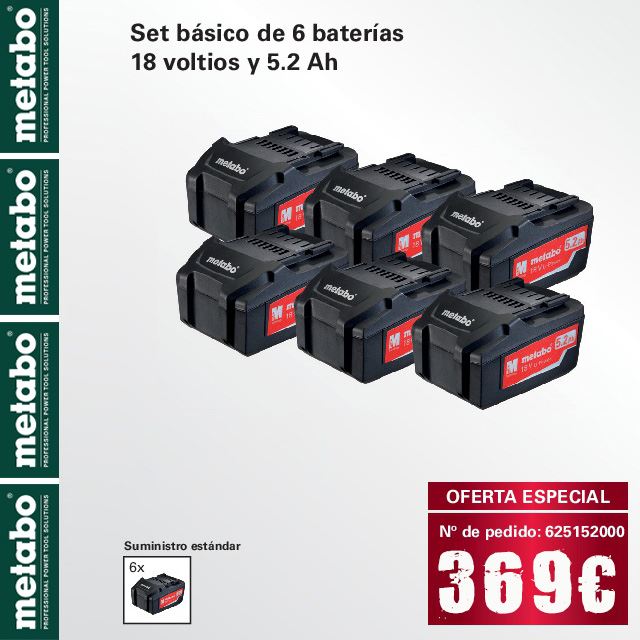 Set 6 Baterias 5.2Ah METABO  - Imagen 1