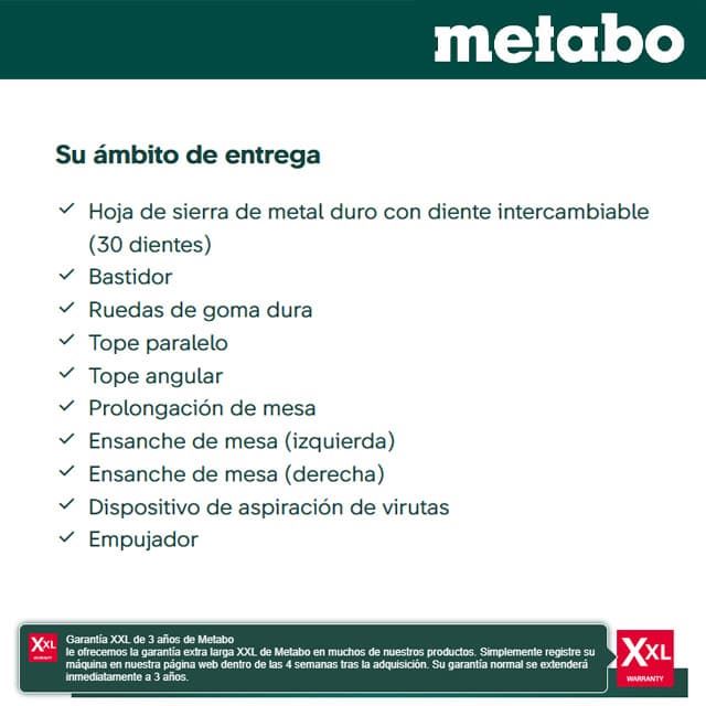 Sierra Circular de Mesa METABO TS216 Trolley - Imagen 3