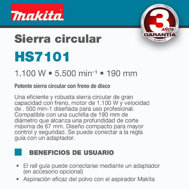 Sierra Circular MAKITA HS7101K 190MM - Imagen 2