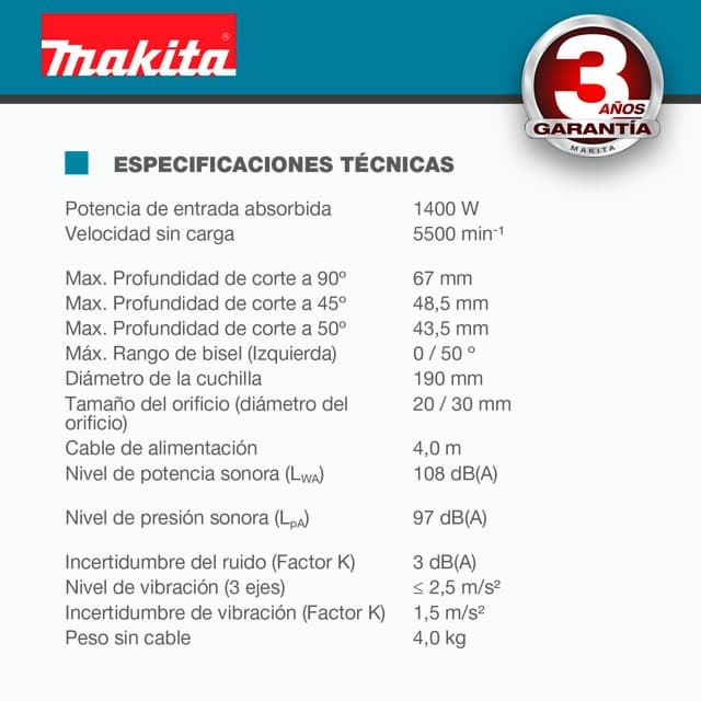 Sierra Circular MAKITA HS7101K 190MM - Imagen 3