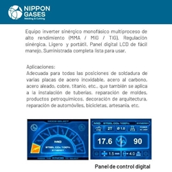 Soldadora de Hilo NIPPON Multimig 220 LCD Synergic 1Ph (MMA/MIG/TIG) - Imagen 2