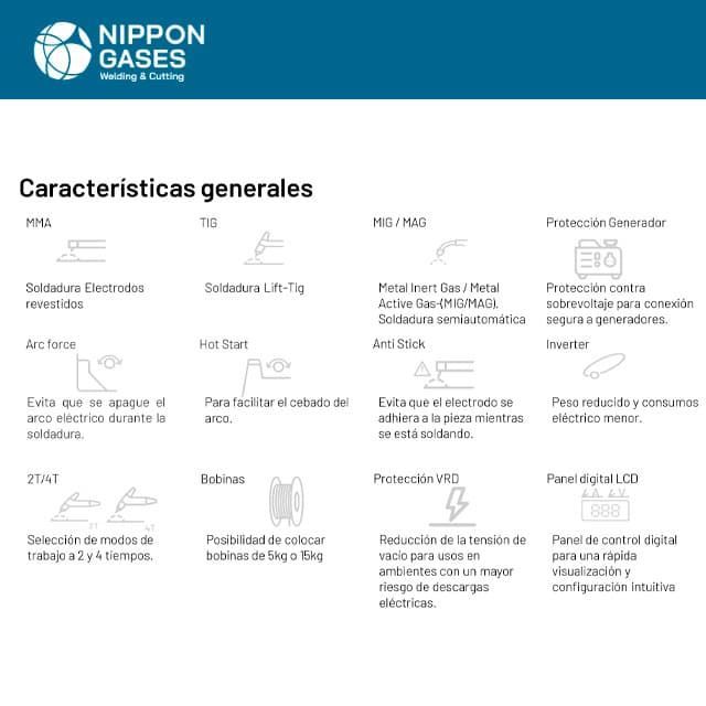 Soldadora de Hilo NIPPON Multimig 220 LCD Synergic 1Ph (MMA/MIG/TIG) - Imagen 5