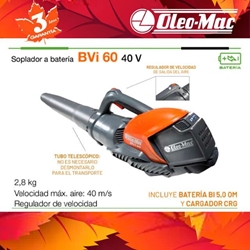 Soplador Batería OLEO-MAC BVi 60 Boost + Bi5.0 + Cargador 40V - Imagen 1