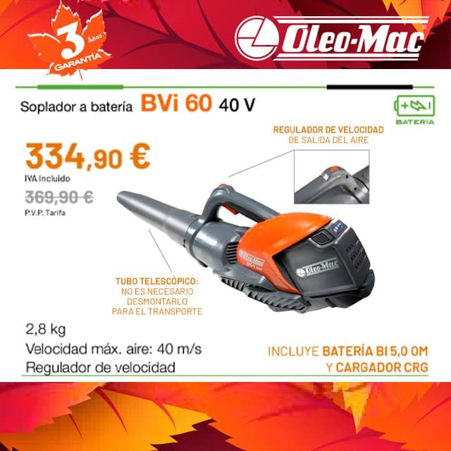 Soplador Batería OLEO-MAC BVi 60 - Imagen 1