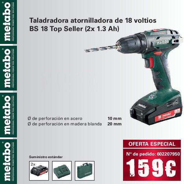 Taladradora Atornilladora METABO BS 18 - TIENDA ONLINE