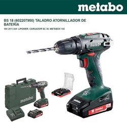 Taladro Atornillador METABO BS18 + 2 Baterías 18V/1.5Ah + Cargador + Set de Puntas 32Pcs Battery Box + Maletín - Imagen 1