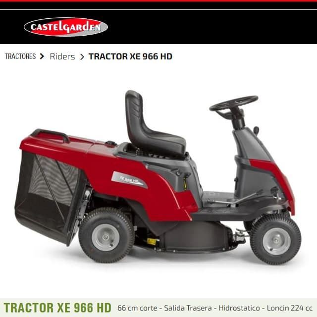 Tractor Cortacésped Rider CASTELGARDEN XE 966 HD - Imagen 2