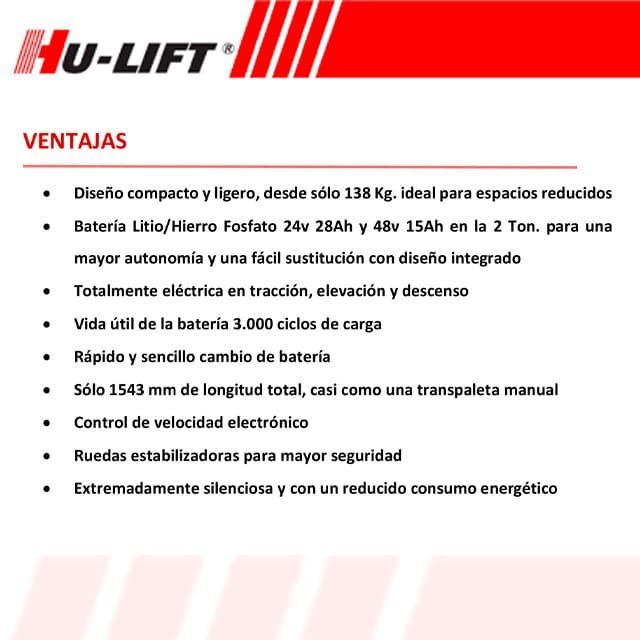 Transpaleta a Batería HU-LIFT ELEP-15A 1500Kg - Imagen 3