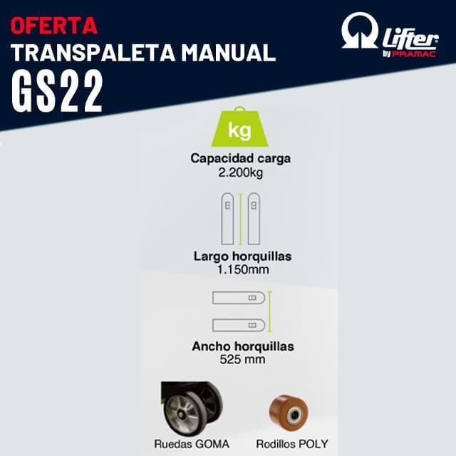 Transpaleta Manual LIFTER PRAMAC GS22 S4 - Imagen 2