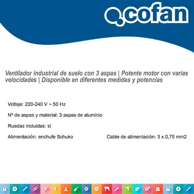 Ventilador Industrial de Suelo COFAN D.75 / 200W - Imagen 3